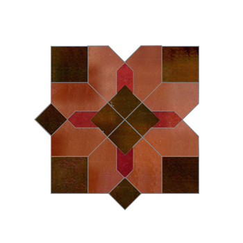 Mosaic House Moroccan tile Bowtie X Corner 4-19-7 Rust,   Red,   Brown,    solid zellige, mosaic, zellij, border, glaze, traditional 